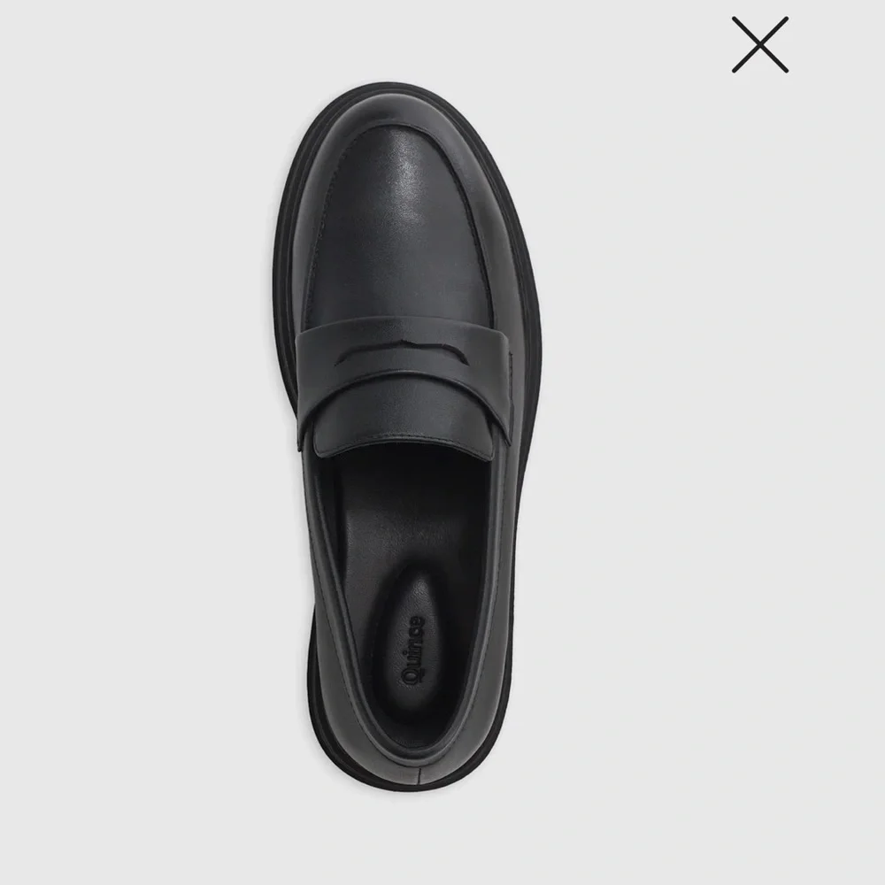 NIB Quince Italian Leather Lug Sole Loafer Black Size Women's 10 - Picture 3 of 13